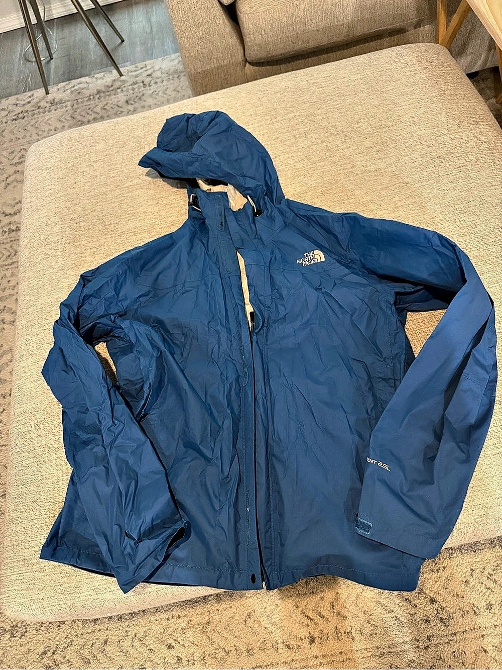 The North Face HyVent 2.5L Rain Jacket Blue Hooded Mens Size Large